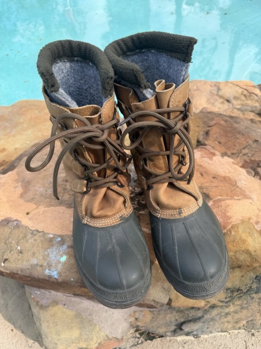L.L. Bean Snow Boot Pac Waterproof Duck Boots Womens 10 M Brown Tall Lace Up